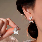 14K Gold-Plated Elegant Zircon Star Earrings - elegant Star Jacket Earrings