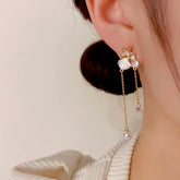 14K Gold-Plated Elegant Zircon Starfish Shell Tassel Earrings - elegant Starfish Tassel Earrings