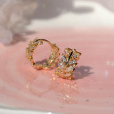 14K Gold-Plated Elegant Zircon Wheat Hoop Earrings - elegant Wheat Hoop Earrings