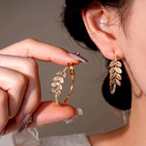 14K Gold-Plated Elegant Zircon Wheat Hoop Earrings - elegant Wheat Hoop Earrings