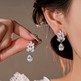 14K Gold-Plated Elegant Zircon Wheat Water Drop Earrings - elegant Wheat Water Drop Earrings