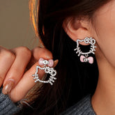 14K Gold-Plated Elegant Zircon Bow Kitten Earrings - elegant Kitten Earrings