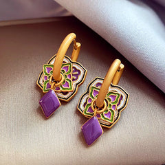 14K Gold-Plated Enamel Purple Drip Earrings - elegant Purple Drip Earrings
