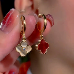 14K Gold-Plated Exquisite Cat's Eye Flower Earrings - elegant Cat's Eye Flower Earrings