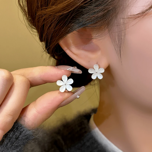 14K Gold-Plated Exquisite Cat's Eye Little Flower Hoop Earrings - elegant Flower Hoop Earrings