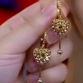 14K Gold-Plated Exquisite Crystal Heart Tassel Earrings - elegant Crystal Heart Tassel Earrings