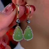 14K Gold-Plated Exquisite Green Gourd Earrings - elegant Green Gourd Earrings