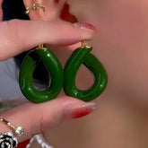 14K Gold-Plated Exquisite Green Oil Drop Earrings - elegant Green Oil Drop Earrings