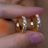 14K Gold-Plated Exquisite Hot Style Zircon Hoop Earrings - elegant Hot Style Zircon Hoop Earrings