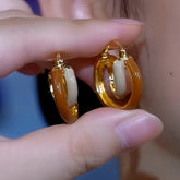 14K Gold-Plated Exquisite Maillard Contrast Color Winding Earrings - elegant Contrast Color Winding Earrings