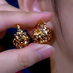 14K Gold-Plated Exquisite Zircon Brown Diamond French Earrings - elegant Zircon French Earrings