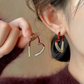 14K Gold-Plated Exquisite Christmas Zircon Heart-Design Earrings - elegant Zircon Heart Earrings