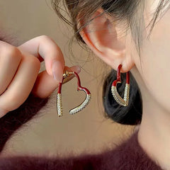 14K Gold-Plated Exquisite Christmas Zircon Heart-Design Earrings - elegant Zircon Heart Earrings