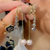 14K Gold-Plated Exquisite Zircon Pearl Earrings - elegant Zircon Pearl Earrings