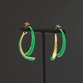 14K Gold-Plated Fishtail Earrings - elegant Green Fishtail Earrings