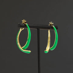 14K Gold-Plated Fishtail Earrings - elegant Green Fishtail Earrings