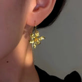 14K Gold-Plated Flower Ear Hook Earrings - elegant Flower Ear Hook
