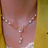 14K Gold-Plated Flower Pearl Necklaces - beautiful Flower Pearl Necklaces