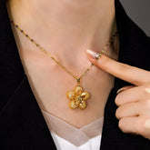 14K Gold-Plated Flower Pendant Necklace - beautiful Flower Pendant Necklace