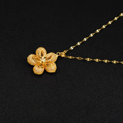 Detailed view of the 14K Gold-Plated Flower Pendant Necklace chain and pendant