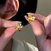 14K Gold-Plated Flower Stud Earrings - elegant Gold Flower Studs