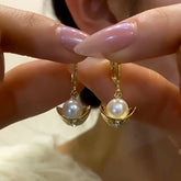 14K Gold-Plated Fortune-Bringing Pearl Ingot Earrings - elegant Pearl Ingot Earrings