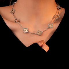Close-up of the pendant and clasp on the Elegant Clover Necklace