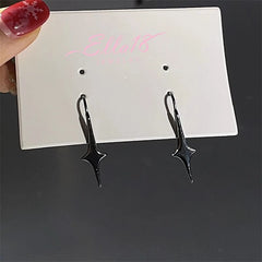 Angled view of the 14K Gold-Plated Four-Pointed Star Ear Hook Earrings