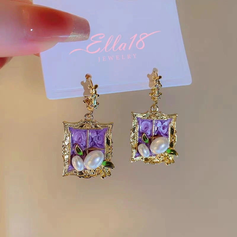 Angled view of the 14K Gold-Plated Garden Baroque Natural Pearl Earrings