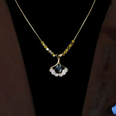 14K Gold-Plated Ginkgo Leaf Necklaces worn to showcase its length and pendant detail