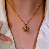 14K Gold-Plated Golden Zircon Diamond Ball Crystal Pendat Necklaces - beautiful Zircon Ball Necklace