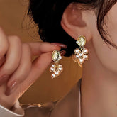 14K Gold-Plated Grapes Pearl Tassel Earrings - elegant Pearl Grape Tassel