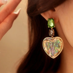 Close-up detail of the sparkling zircons and plating on the Colorful Heart Earrings