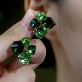 14K Gold-Plated Green Diamond Stud Earrings - elegant Green Diamond Studs