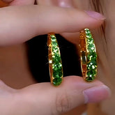 14K Gold-Plated Green Zircon Diamond Hoop Earrings - elegant Zircon Hoop Earrings