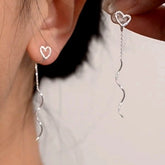 14K Gold-Plated Heart Design Ear Clip Tassel Earrings - elegant Heart Tassel Cuff