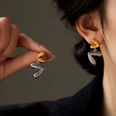 14K Gold-Plated Heart Earrings - elegant Mixed-Metal Heart