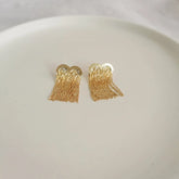14K Gold-Plated Heart Tassel Earrings - elegant Snake Chain Tassel