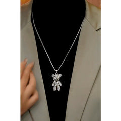 Close-up of the pendant and clasp on the Teddy Bear Necklace