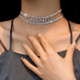 14K Gold-Plated Hollow Diamond Letter Necklaces - beautiful Letter Diamond Necklace