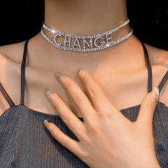 14K Gold-Plated Hollow Diamond Letter Necklaces - beautiful Letter Diamond Necklace