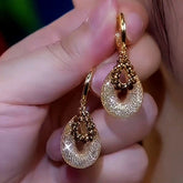 14K Gold-Plated Hollow Mesh Wter Drop Earrings - elegant Mesh Water Drop
