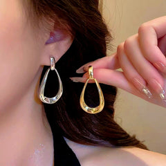 14K Gold-Plated Hollow Water Drop Earrings - elegant Hollow Water Drop
