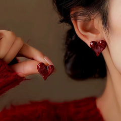 14K Gold-Plated Irregular Heart Stud Earrings - elegant Irregular Heart Studs