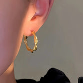 14K Gold-Plated Irregular Twist Hoop Earrings - elegant Twisted Hoop Earrings