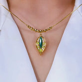 14K Gold-Plated Jade Leaf Necklace - beautiful Carved Jade Leaf