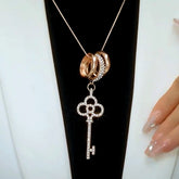 14K Gold-Plated Key Pendant Necklace - beautiful Key Heart Necklace