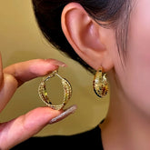 14K Gold-Plated Lace Hoop Earrings - elegant Lace Hoop Earrings