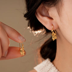 14K Gold-Plated Leaf Ear Hooks - elegant Leaf Ear Hooks