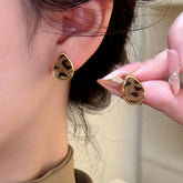 14K Gold-Plated Leopard Print Water Drop Stud Earrings - elegant Leopard Drop Studs